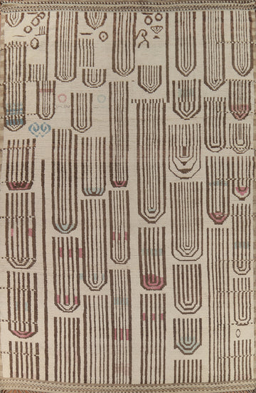 All-Over Ivory Moroccan Modern Large Rug 11x16