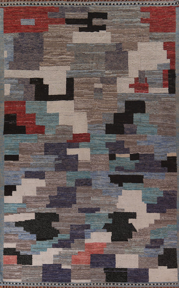 All-Over Handmade Wool Moroccan Abstract Area Rug 8x13