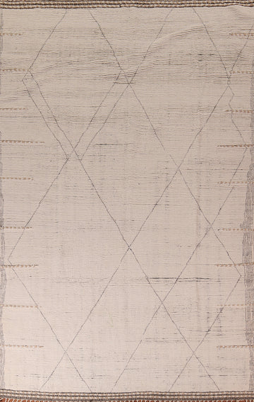 All-Over Ivory Moroccan Modern Area Rug 9x13