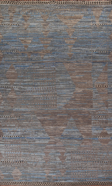 Handmade Blue Striped Moroccan Abstract Area Rug 8x13