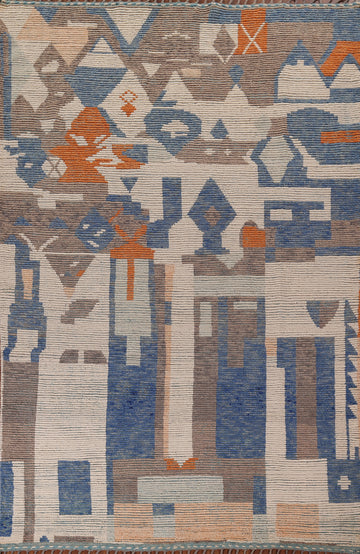 Contemporary Wool Moroccan Abstract Area Rug 7x10