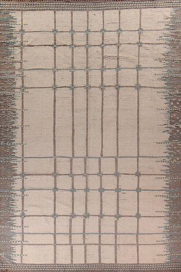 Handmade Ivory Moroccan Oriental Large Rug 12x15