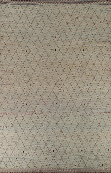All-Over Trellis Wool Moroccan Modern Large Rug 10x14