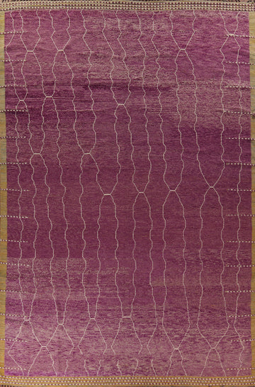 Purple Striped Moroccan Oriental Large Rug 12x16