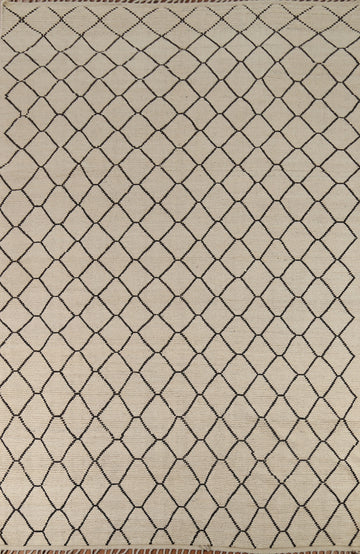 All-Over Trellis Wool Moroccan Modern Area Rug 9x13