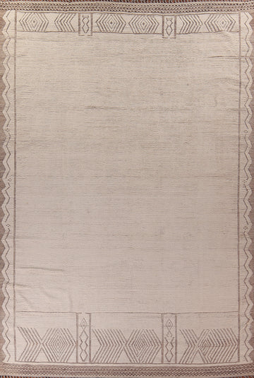 Ivory Wool Handmade Moroccan Oriental Large Rug 12x15
