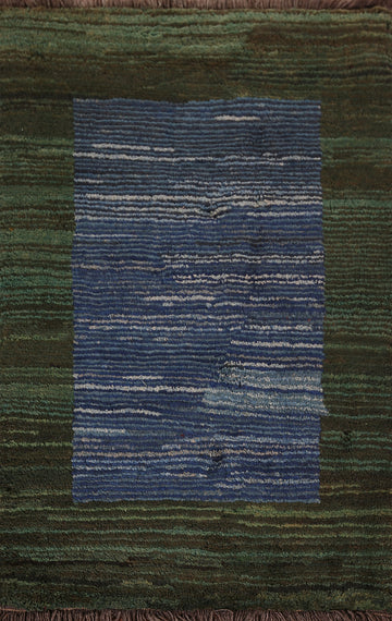 Blue & Green Striped Gabbeh Persian Rug 4x5
