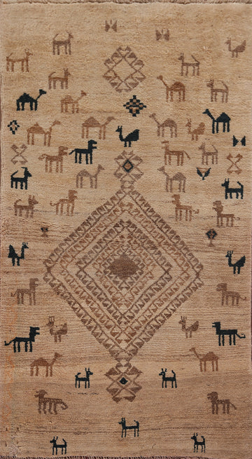 Animals Tribal Wool Gabbeh Persian Rug 4x7