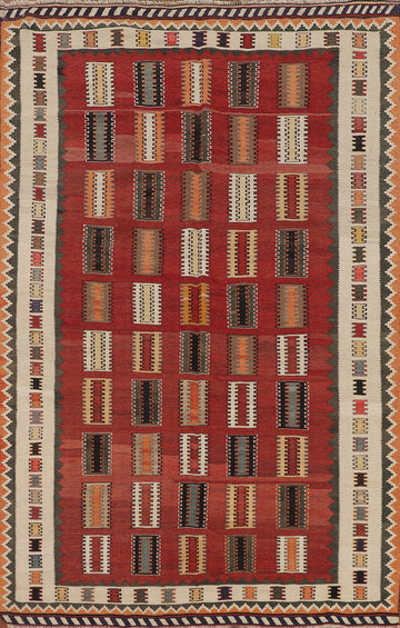 Vegetable Dye Red Kilim Qashqai Persian Area Rug 5x8