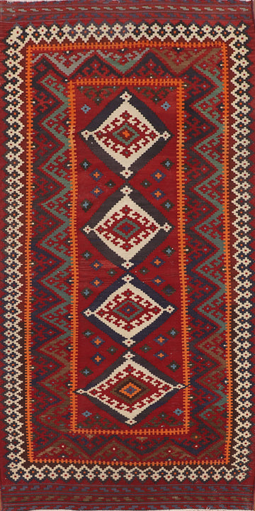 Vegetable Dye Wool Kilim Qashqai Persian Area Rug 5x11