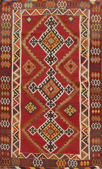 Vegetable Dye Wool Kilim Qashqai Persian Area Rug 5x8