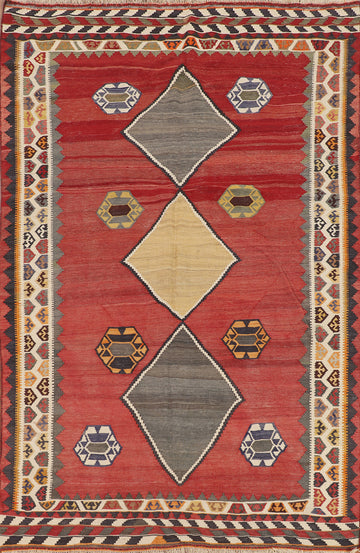 Vegetable Dye Kilim Qashqai Persian Area Rug 5x8