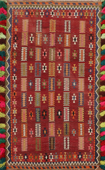 Vegetable Dye Antique Kilim Qashqai Persian Rug 5x8