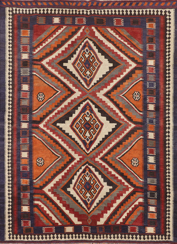 Vegetable Dye Kilim Qashqai Persian Rug 5x7