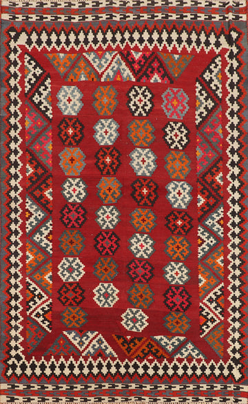Vegetable Dye Red Kilim Qashqai Persian Area Rug 5x8