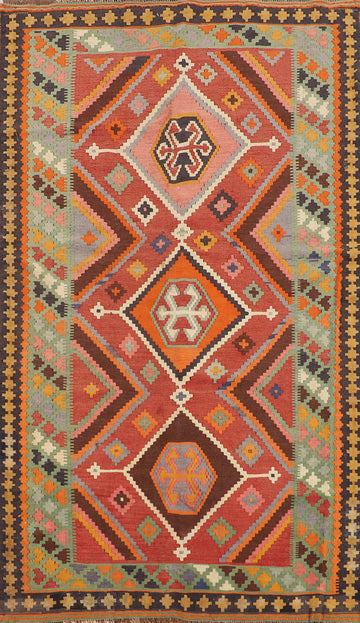 Vegetable Dye Kilim Qashqai Persian Area Rug 5x9