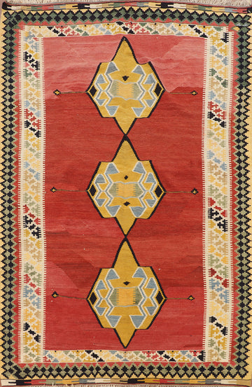 Vegetable Dye Kilim Qashqai Persian Area Rug 5x8