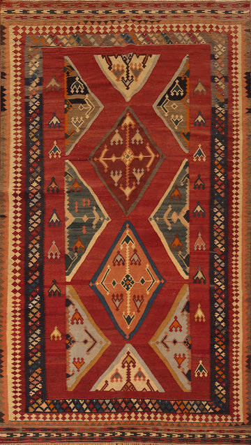 Tribal Wool Kilim Qashqai Persian Vegetable Dye Rug 5x10