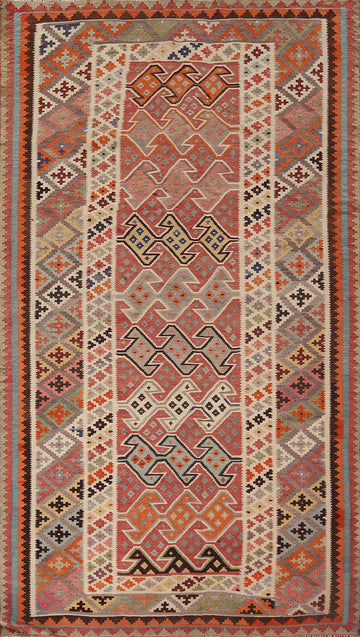 Geometric Wool Kilim Qashqai Persian Area Rug 5x10