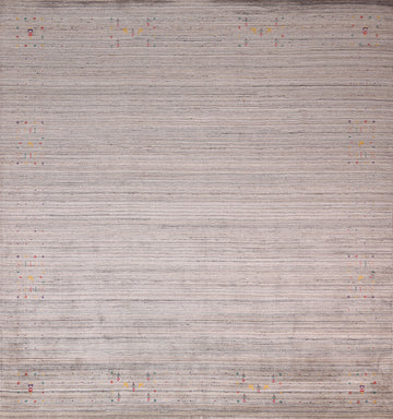 Striped Wool Gabbeh Indian Square Rug 10x10