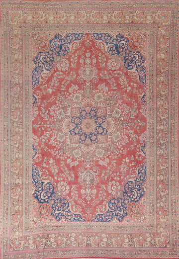 Red Pink Floral Mashad Persian Area Rug 9x13