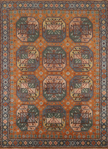 Orange Geometric Khotan Oriental Area Rug 8x10