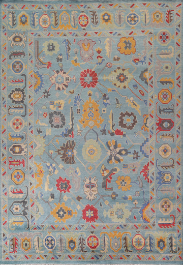 Light Blue Floral Oushak Indian Area Rug 9x12