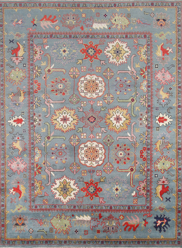Handmade Wool Blue Oushak Area Rug 8x10