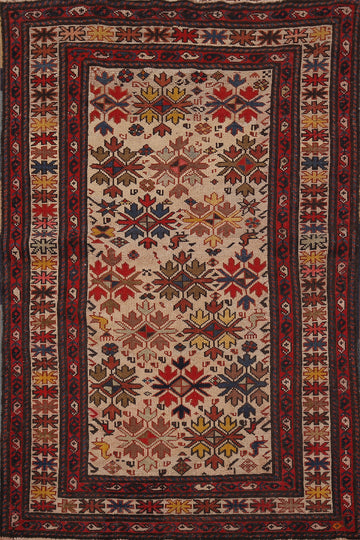 Pre-1900 Antique Kazak Vegetable Dye Rug 3x5