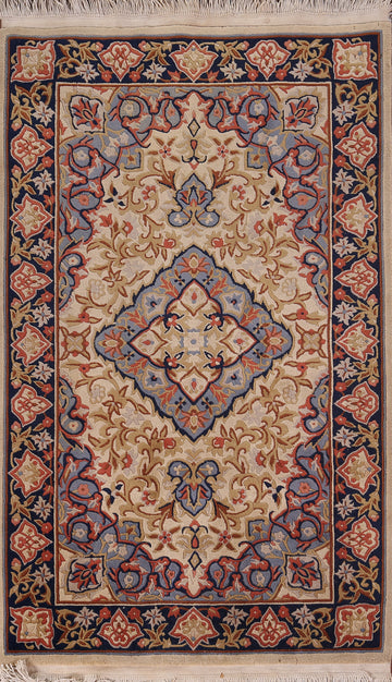 Vintage Wool Floral Art Deco Chinese Rug 3x5