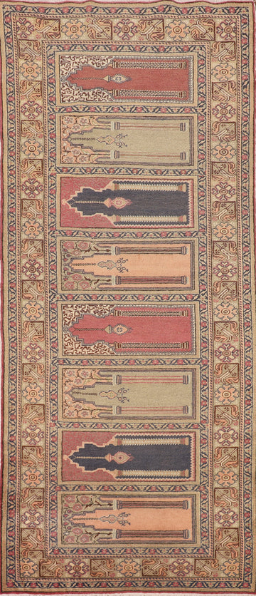 Handmade Wool Anatolian Turkish Runner Rug 3x9