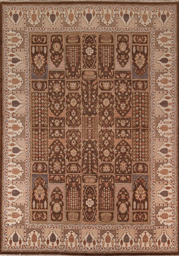 Handmade Brown Floral Agra Indian Area Rug 9x12
