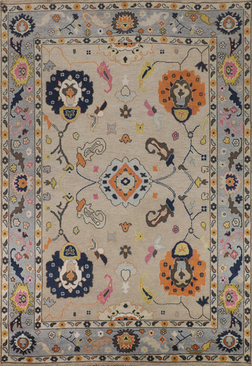 All-Over Floral Beige Oushak Oriental Area Rug 9x12