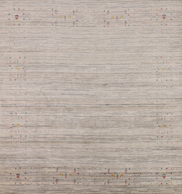 Earth Tone Wool Gabbeh Indian Square Rug 8x8
