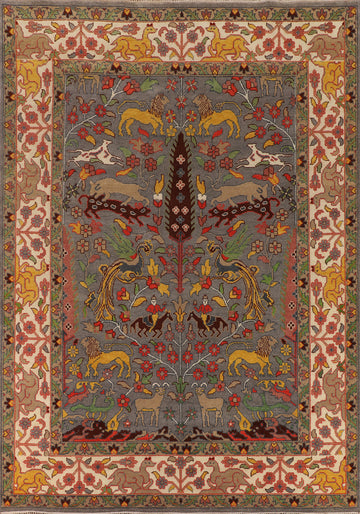 Hunting Animals Wool Ziegler Indian Area Rug 9x12