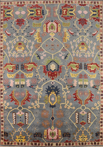 All-Over Handmade Wool Oushak Indian Area Rug 9x12