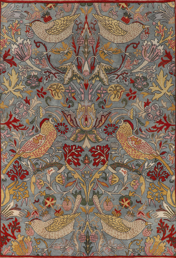 Animals Design Floral Gray Ziegler Indian Area Rug 9x12