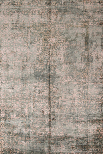 Handmade Green Abstract Modern Area Rug 8x11