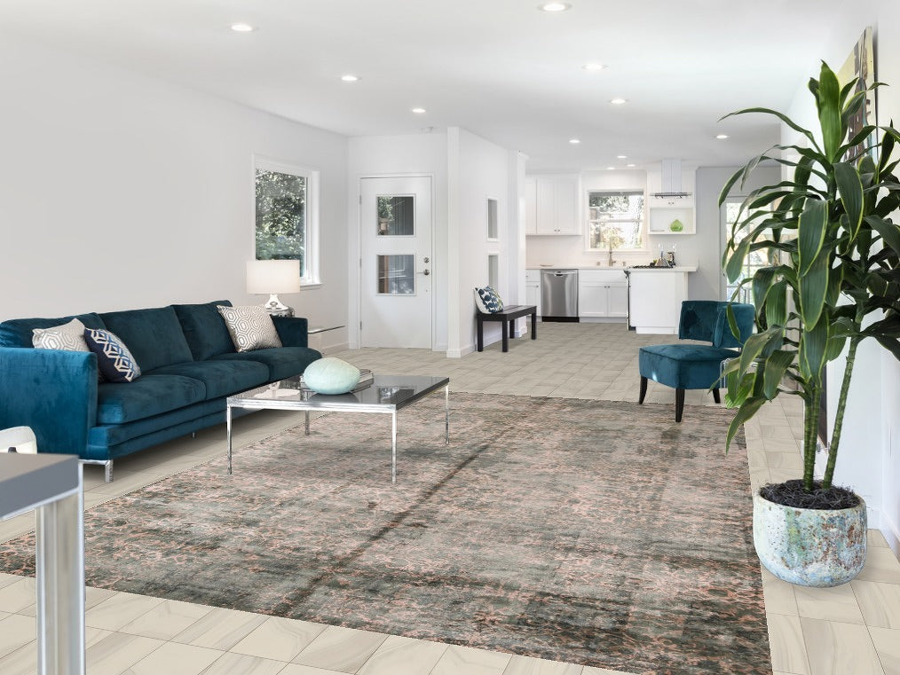 Handmade Green Abstract Modern Area Rug 8x11