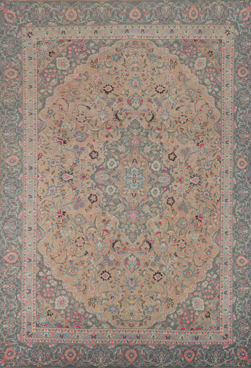 Handmade Wool Floral Mashad Persian Area Rug 8x12
