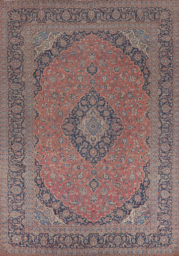 Traditional Pink Kashan Large Persian Rug 10x14