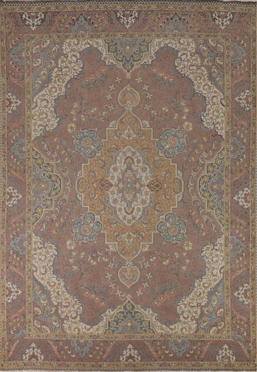 Brown Floral Tabriz Persian Area Rug 9x13