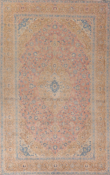 Traditional Pink Kashan Persian Large Rug 10x15