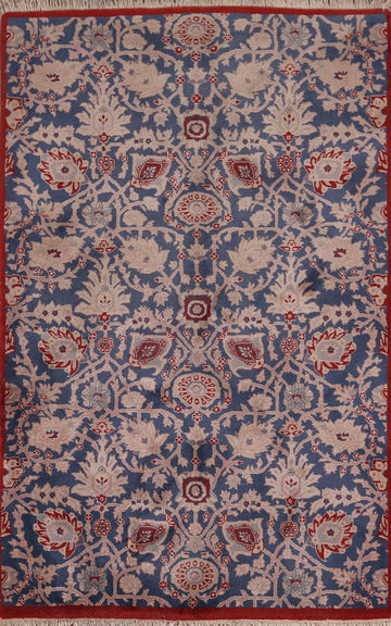 All-Over Blue Floral Agra Indian Accent Rug 4x6