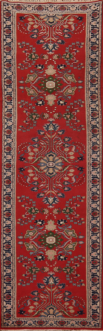 Floral Red Agra Indian Runner Rug 3x12