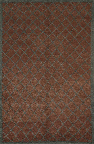 All-Over Brown Trellis Nepalese Oriental Area Rug 5x8