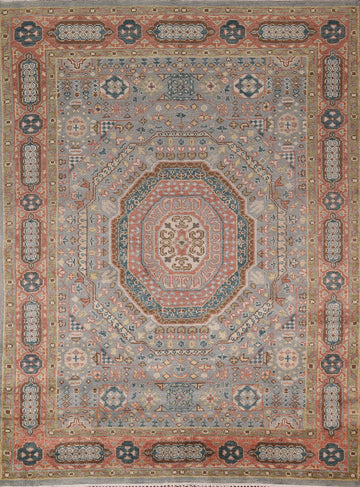 Gray Geometric Khotan Indian Area Rug 8x10