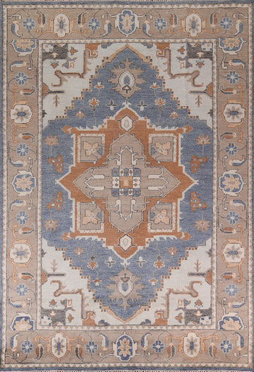 Blue Geometric Oushak Indian Area Rug 9x12