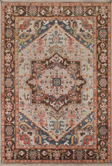 Geometric Wool Heriz Serapi Indian Area Rug 8x10