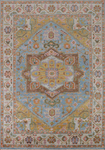 Blue Geometric Heriz Serapi Indian Area Rug 8x10
